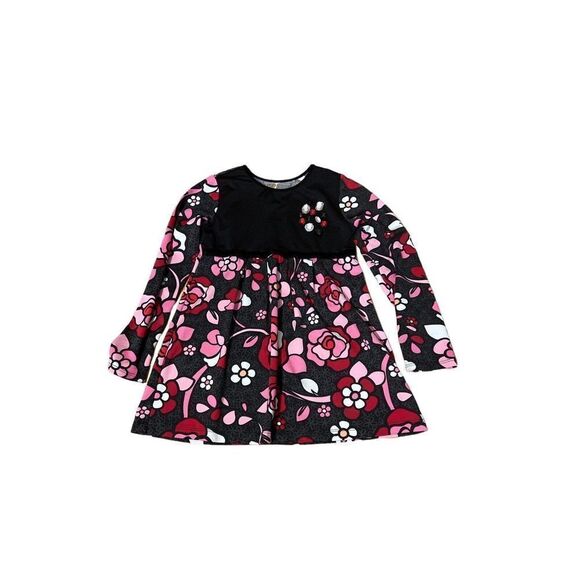 Children's Place Girls Dress Black Floral - Picture 1 of 5